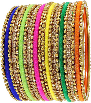 Zulka Get Your Traditions Metal Zircon Bangle Set(Pack of 22)