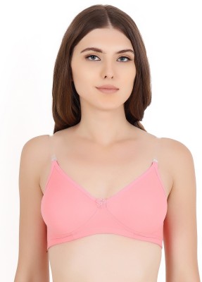 Floret Women's Full Coverage With Non Padded & Non-Wired Transparent Strap Multiway Bra Women T-Shirt Lightly Padded Bra(Pink)