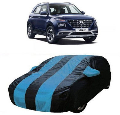 AAMANG Car Cover For Hyundai Venue (With Mirror Pockets)(Black, Blue)
