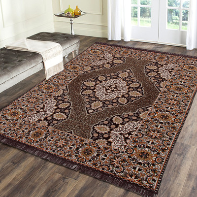 Flipkart SmartBuy 5 ft  X 6 ft Chenille Area Rug(Rectangle, Brown)