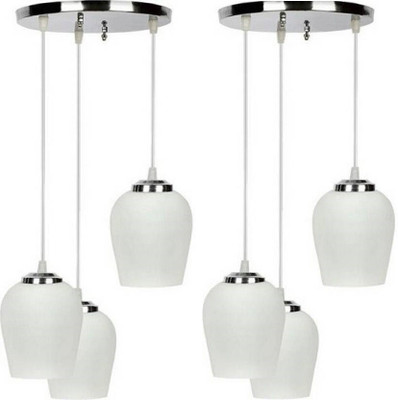 R S TRADERS LIGHTINGS RS 3 LIGHT THALI white gota pack of 2 Pendant Lamp Ceiling Lamp(Multicolor)