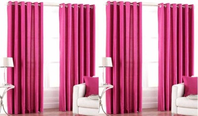 HHH FAB 270 cm (9 ft) Polyester Semi Transparent Long Door Curtain (Pack Of 4)(Solid, rani-pink)