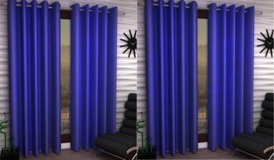 Styletex 270 cm (9 ft) Polyester Semi Transparent Long Door Curtain (Pack Of 4)(Plain, royalBlue)