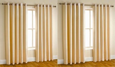 Kavya Enterprises 270 cm (9 ft) Polyester Semi Transparent Long Door Curtain (Pack Of 4)(Plain, Cream)