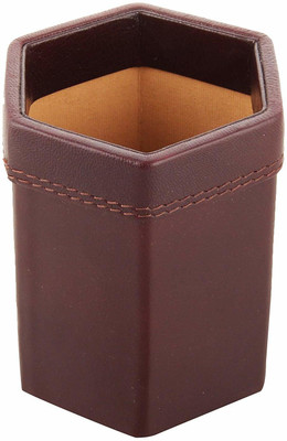 Stones Bridge 1 Compartments Leather Desktop pencil holder(Brown)