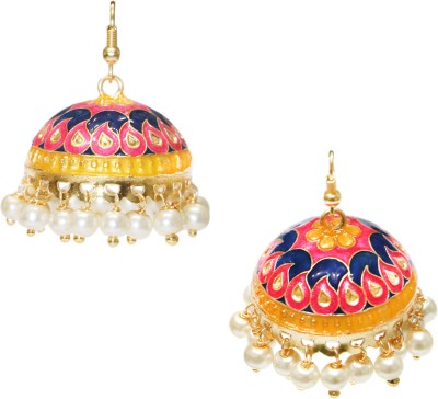 Adorn Designer Gold Plated Meenakari Jhumki Earring For Women/Girls Copper Jhumki Earring