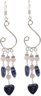 Pearlz Ocean Sodalite, Rose Quartz Hook Clasp 3.5 Inch Earrings For Girls Quartz Alloy Drops & Danglers