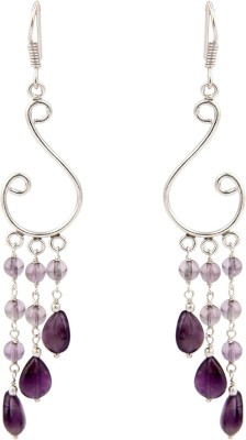 Pearlz Ocean Amethyst Hook Clasp 3.5 Inch Earrings for Girls & Women Amethyst Alloy Drops & Danglers