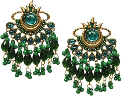 Muccasacra New kundan Stud earring in Green Colour Festival Collection Beads, Crystal Stone, Enamel, Sterling Silver Drops & Danglers