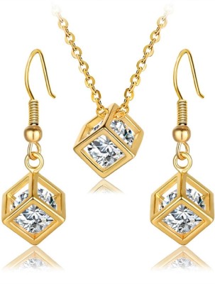 GEO JEWEL Crystal, Plastic Rhodium Gold Jewellery Set(Pack of 1)