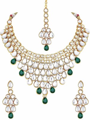 I Jewels Alloy Gold-plated Green, White Jewellery Set(Pack of 1)