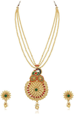 Sukkhi Alloy Gold-plated Gold, Green, Red Jewellery Set(Pack of 1)