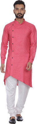 JIHUZUR Men Solid Straight Kurta(Pink)