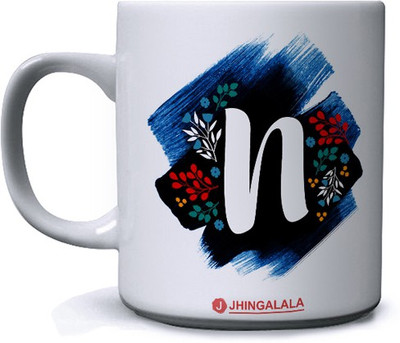 Jhingalala Alphabet Letter N Printed Ceramic Coffee Mug(350 ml)