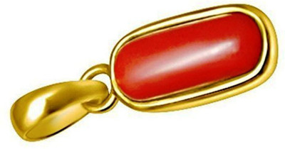 CHIRAG GEMS 7.25 Carat Super Quality Natural Red Coral (Munga) Stone Panchdhatu Gold-plated Coral Metal Pendant