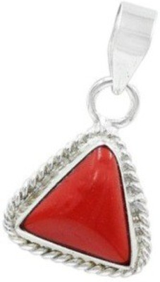 SHYAMKRIPA GEMS 11.25 CARAT Moonga Stone Silver Coral Pendant for Astrological Purpose for Men and Women Silver Coral Copper, Bronze, Zinc Pendant Set