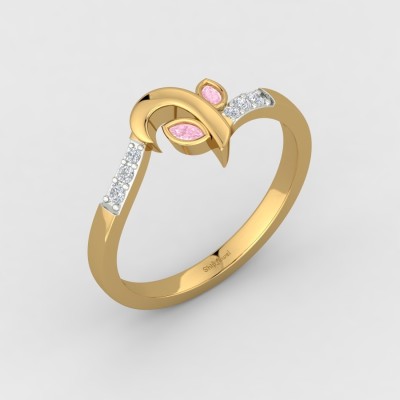 ShipJewel Pink Petal Ring 14kt Diamond, Sapphire Yellow Gold ring