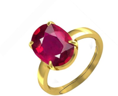 SHYAMKRIPA GEMS 5.25 CARAT Original Certified Unheated Untreatet Metal Ruby Gold Plated Ring