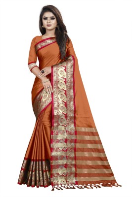 Hensi sarees shop Self Design Bollywood Cotton Linen, Jacquard Saree(Multicolor)