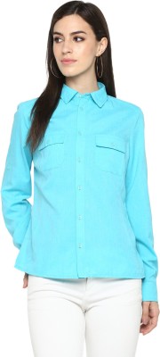 Aditi Wasan Women Solid Casual Light Blue Shirt