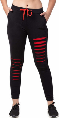 Lesuzaki Solid Women Black Track Pants