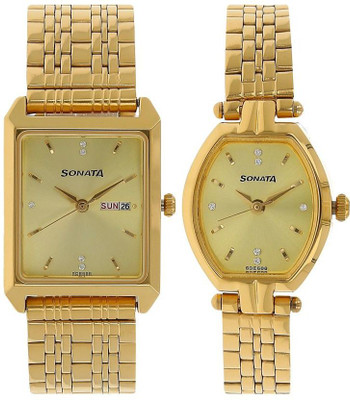 SONATA NP70078083YM02 SO pair Analog Watch  - For Men & Women