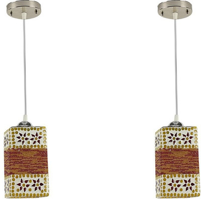 Zuper MNK_01_ANK_Square_Multicolor(Pack Of 2) Pendant Lamp Ceiling Lamp(Red, Yellow)