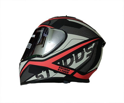STUDDS Thunder D4-N2 Decor Motorsports Helmet(D4 Matt Black N2 Red)
