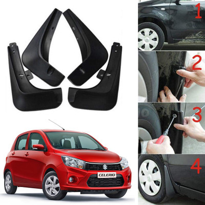 Oshotto Front Mud Guard, Rear Mud Guard For Maruti Celerio 2017, 2018, 2019, 2020(Black)