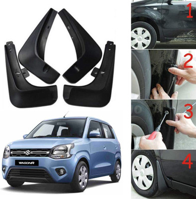 Oshotto Front Mud Guard, Rear Mud Guard For Maruti WagonR 2019, 2020, 2021(Black)