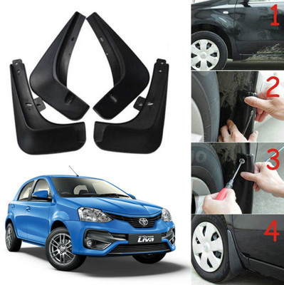 Oshotto Front Mud Guard, Rear Mud Guard For Toyota Etios Liva 2011, 2012, 2013, 2014, 2015, 2016(Black)