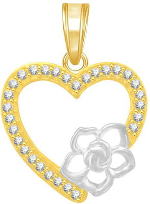 THE MARKETVILLA 925 Silver Pendent Flower in Valentine Heart Shape CZ Locket Gold-plated Cubic Zirconia Sterling Silver