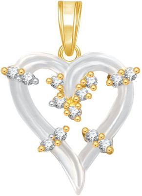 THE MARKETVILLA 925 Silver Pendent Diamonds in Valentine Heart Shape CZ Locket Gold-plated Cubic Zirconia Sterling Silver