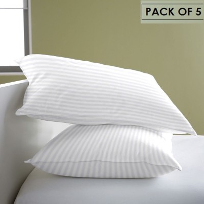 LaVichitra Polyester Fibre Stripes Sleeping Pillow Pack of 5(White)