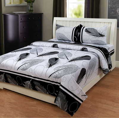 Yugam 144 TC Polycotton Double 3D Printed Flat Bedsheet(Pack of 1, Multicolor)