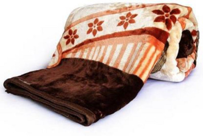 Changers Floral Single Mink Blanket for  Heavy Winter(Polyester, Brown)