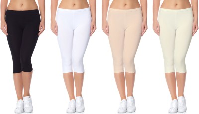 Lili Cotton Lycra 220 GSM Bio-Wash Women White, Black, Beige Capri