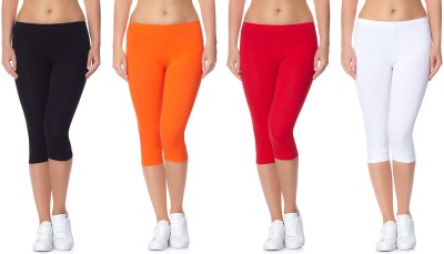 Lili Cotton Lycra 220 GSM Bio-Wash Women Red, White, Black, Orange Capri