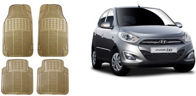 Autofetch Rubber Standard Mat For  Hyundai i10 Active(Beige)