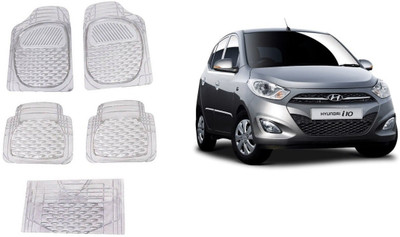 Autofetch Rubber Standard Mat For  Hyundai i10 Active(White)