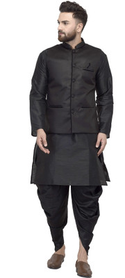 ABH Lifestyle Men Kurta Dhoti Pant Ethnic Jacket Set