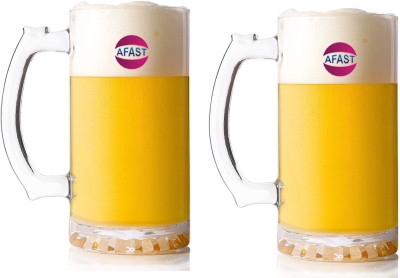 AFAST (Pack of 2) Stylish Designer Beer Mug Set Of Two, Glass, Transparent, 300 Ml DF02 Glass Set Beer Mug(400 ml, Glass, Clear)
