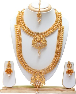 Ethnicking Brass, Copper, Alloy Gold-plated Maroon, Gold Jewellery Set(Pack of 1)