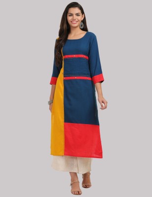 Ksut Women Solid Straight Kurta(Dark Blue)