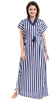 Shopping World Women Nighty(Blue, White)