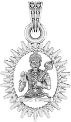 Akshat Sapphire Sterling Silver God Hanuman Ji Pendant for Men Pure Silver Bajrangbali Locket for Boys Silver Pendant
