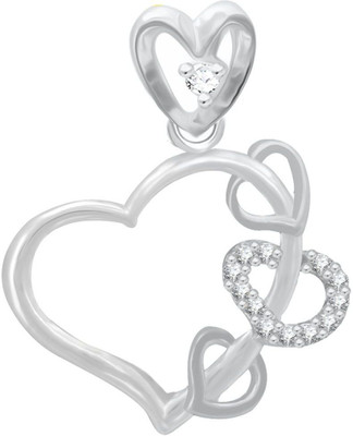 THE MARKETVILLA 925 Silver Pendent Hearts in Valentine Heart Shape CZ Locket Rhodium Cubic Zirconia Sterling Silver