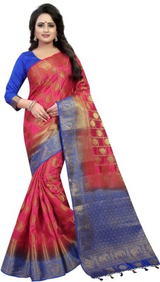 Saarah Self Design Kanjivaram Art Silk Saree(Pink)