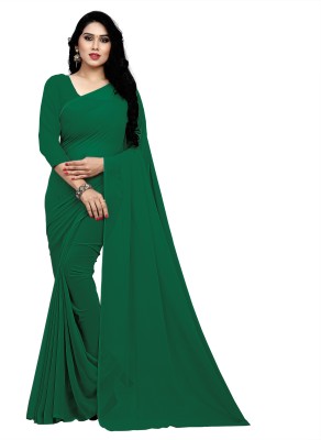 Sidhidata Solid/Plain Bollywood Georgette Saree(Dark Green)