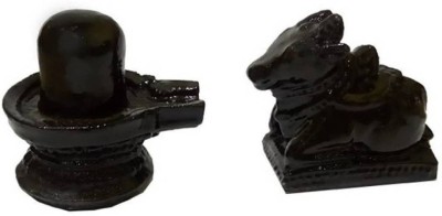 NAVYAKSH Black Shivling and Nandi Decorative Showpiece  -  10 cm(Marble, Black)